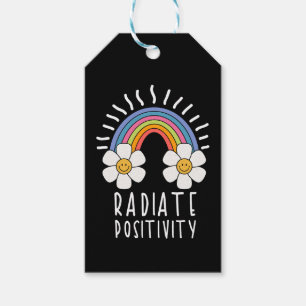 Radiate Positivity   Colourful Rainbow and Flowers Gift Tags