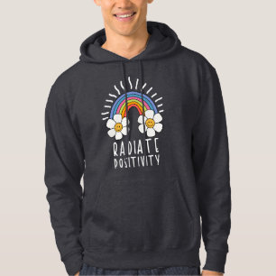 Radiate Positivity   Colourful Rainbow and Flowers Hoodie
