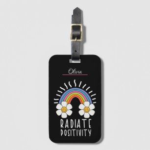 Radiate Positivity Colourful Rainbow and Flowers Luggage Tag