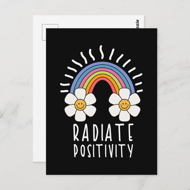 Radiate Positivity | Colourful Rainbow and Flowers Postcard (Front/Back)