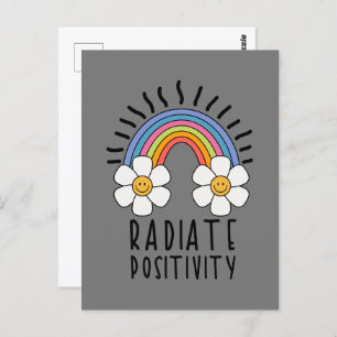 Radiate Positivity   Colourful Rainbow and Flowers Postcard