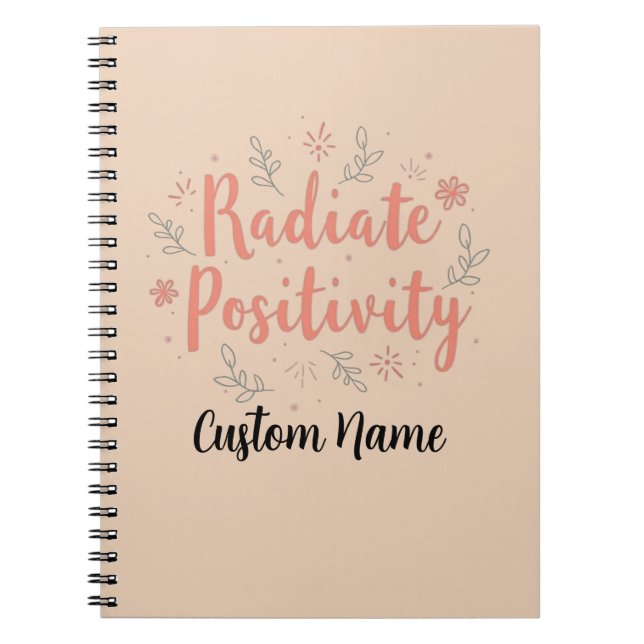 Radiate Positivity Floral Sunray Personalisation Notebook (Front)