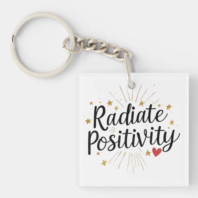 Radiate Positivity – Motivational Starry Quote Key Ring (Front)