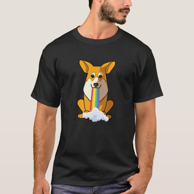 Radiate Positivity Rainbow Dog  Pembroke Corgi T-Shirt (Front)