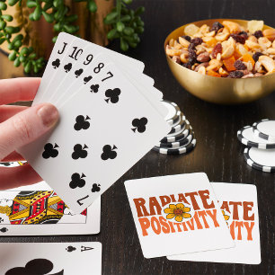 Radiate Positivity Retro Flower Smiley Playing Cards