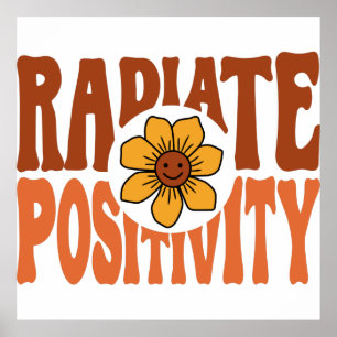 Radiate Positivity Retro Flower Smiley Poster