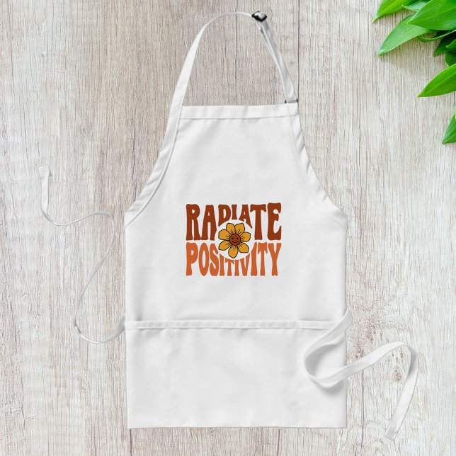 Radiate Positivity Retro Flower Smiley Standard Apron (Creator Uploaded)