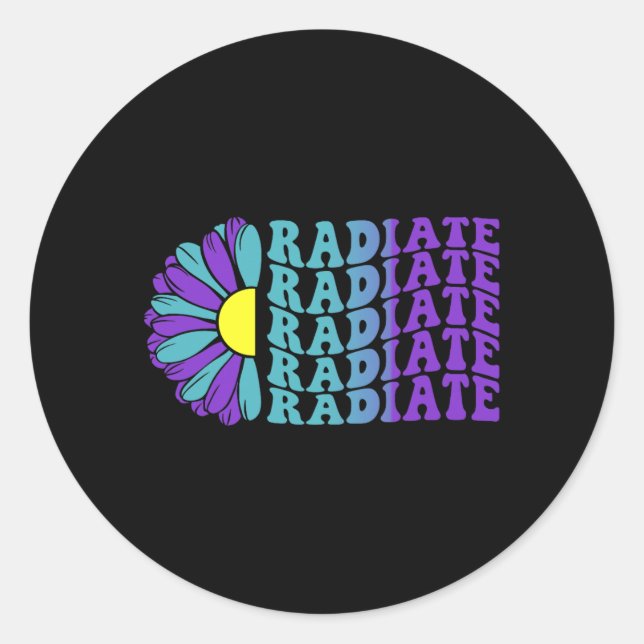 Radiate Prevention Awareness Suower Design Classic Round Sticker (Front)