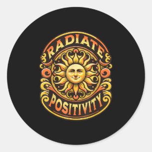 Radiate Sitivity Vintage Sun Insrational Motivatio Classic Round Sticker