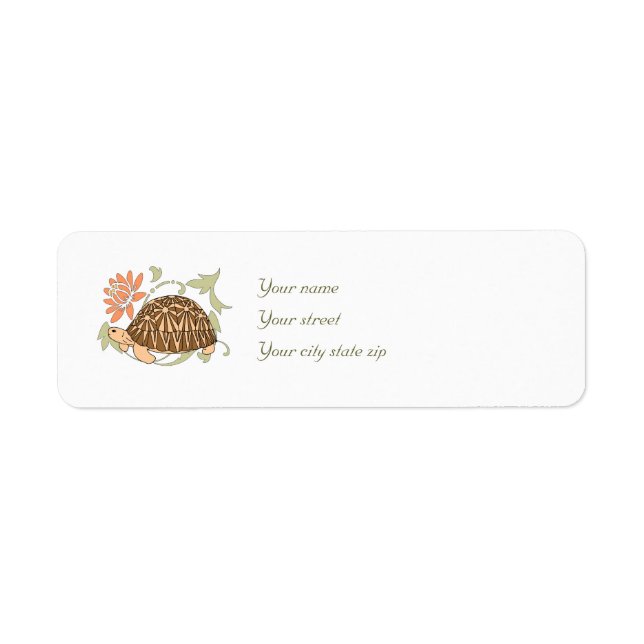 Radiated Tortoise Address Labels (floral brown) (Front)
