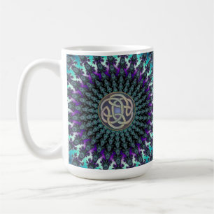 Radiating Fractal Mandala Grunge Celtic Knot Coffee Mug