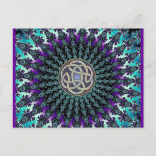 Radiating Fractal Mandala Grunge Celtic Knot Postcard