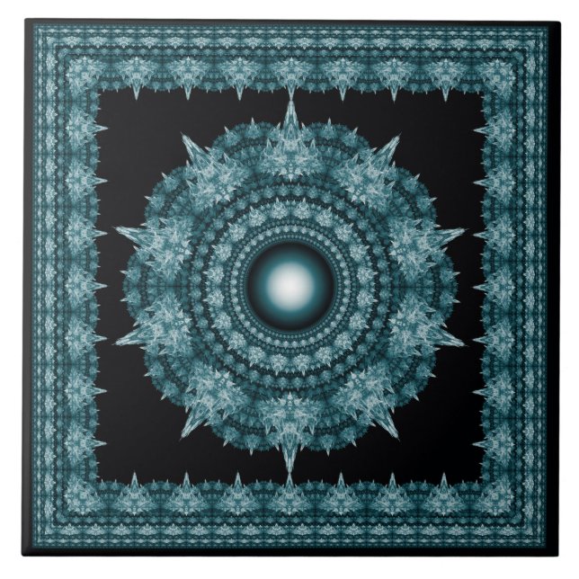 Radiating glossy star ornament ceramic tile (Front)