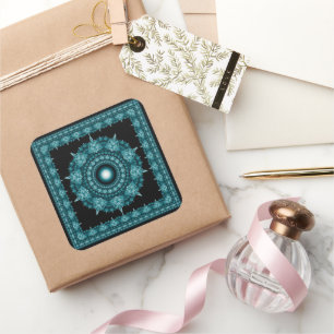Radiating glossy star ornament square sticker