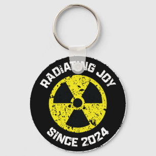 Radiating Joy Since 2024 Radiation Symbol Grunge Key Ring