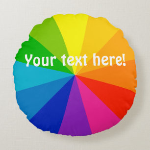 Radiating Rainbow Round Cushion