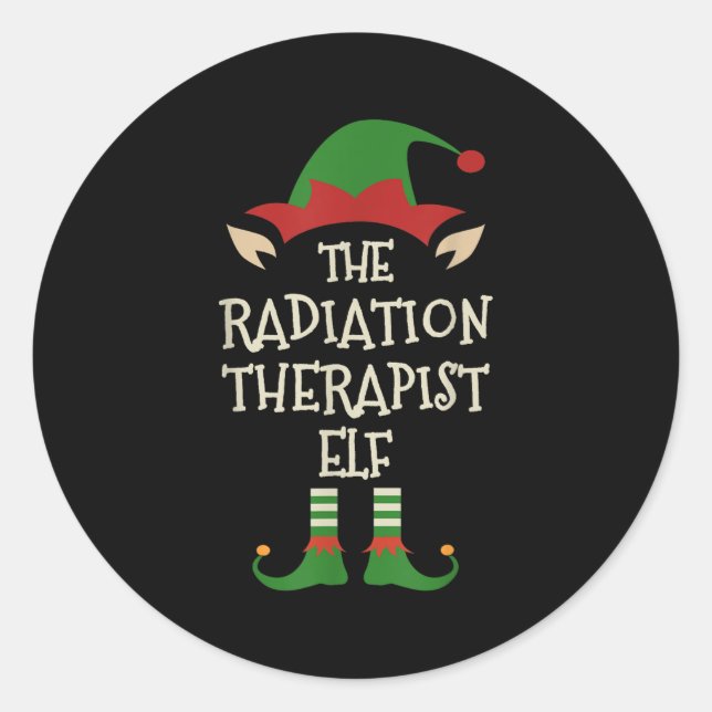 Radiation Therapist Elf Family Christmas Matching  Classic Round Sticker (Front)
