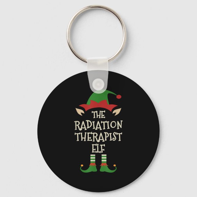 Radiation Therapist Elf Family Christmas Matching  Key Ring (Front)