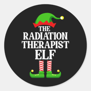 Radiation Therapist Elf Family Matching Group Chri Classic Round Sticker