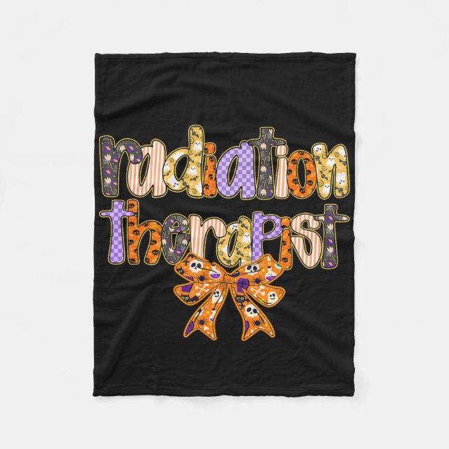 Radiation Therapist Halloween Coquette Pumpkin Rad Fleece Blanket (Front)
