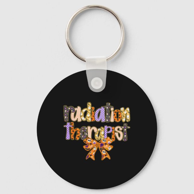 Radiation Therapist Halloween Coquette Pumpkin Rad Key Ring (Front)