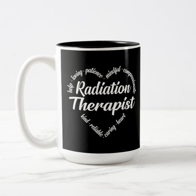 Radiation Therapist Heart Word Cloud Two-Tone Coffee Mug (Left)