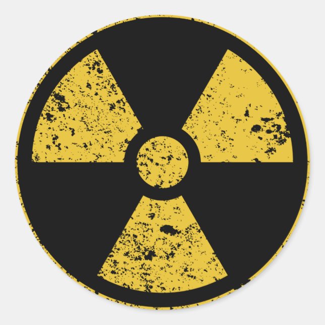 Radiation warning rusted symbol classic round sticker (Front)