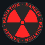 Radiation Warning Sticker<br><div class="desc">Danger - Radiation - red and black radiation symbol sticker with red warning text.</div>