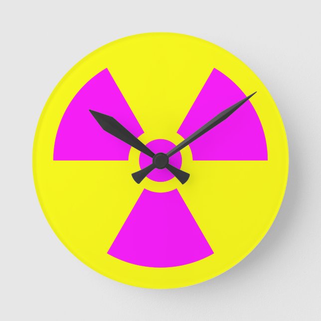 Radiation Warning Symbol Round Clock (Front)