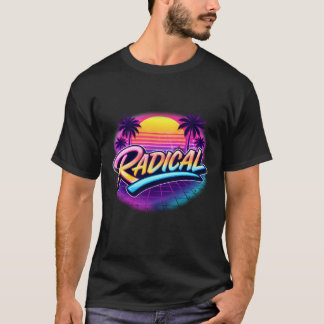 Radical 80s Retro Synthwave Neon Illustration T-Shirt