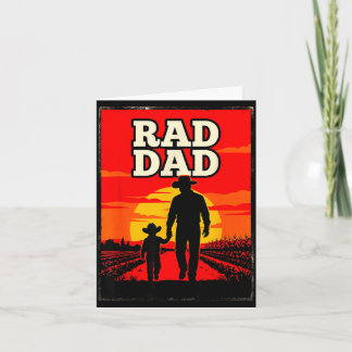 Radical dad father and son farmer western sunset  card