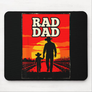 Radical dad father and son farmer western sunset  mouse pad