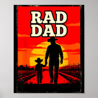 Radical dad father and son farmer western sunset