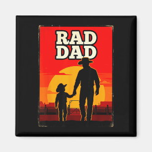 Radical dad father and son rodeo western sunset magnet