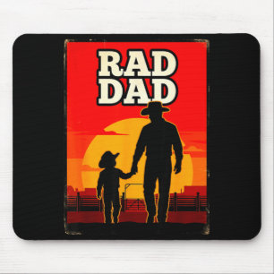 Radical dad father and son rodeo western sunset mouse pad