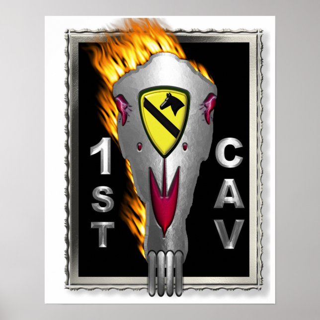 Radical Flaming Horse Skull 1st Cavalry Division Poster (Front)