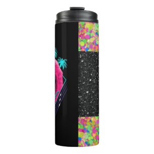 Radical Flamingo faux glitter Thermal Tumbler