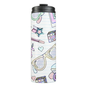 Radical Fun Eighties Colouring Book Pattern Thermal Tumbler