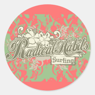 Radical Habits Surfing Tshirts and Gifts Classic Round Sticker