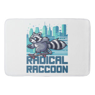 Radical Racoon Urban Skateboarder Bath Mat