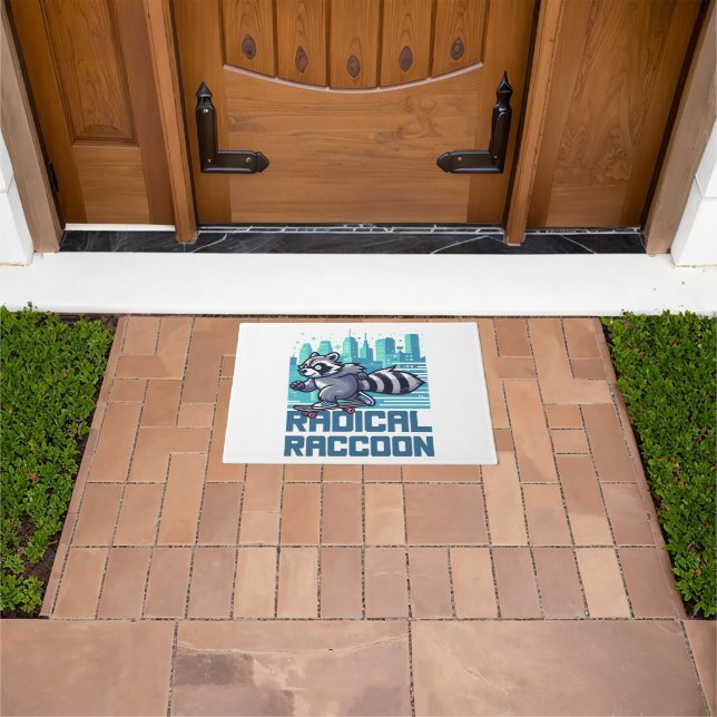 Radical Racoon Urban Skateboarder Doormat (Outdoor)