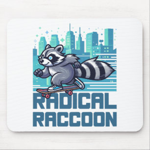 Radical Racoon Urban Skateboarder Mouse Pad