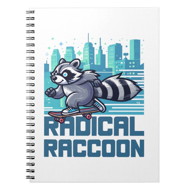 Radical Racoon Urban Skateboarder Notebook (Front)