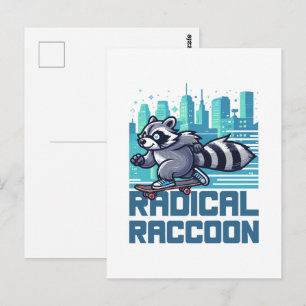 Radical Racoon Urban Skateboarder Postcard