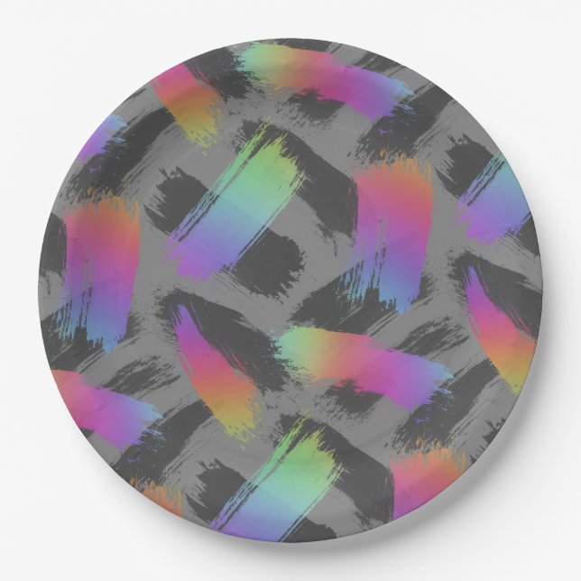 radical retro rainbow : paper plate (Front)