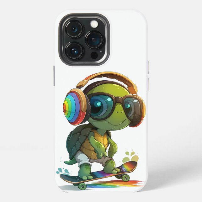Radical Turtle Skateboarder iPhone Case (Back)