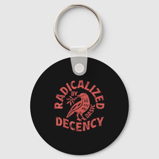 Radicalised By Basic Decency Resist Boho Floral Wo Key Ring (Front)