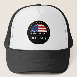 Radicalised by Basic Decency USA Flag Trucker Hat