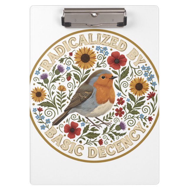 Radicalized by Basic Decency Bird Design – Vintage Clipboard (Front)