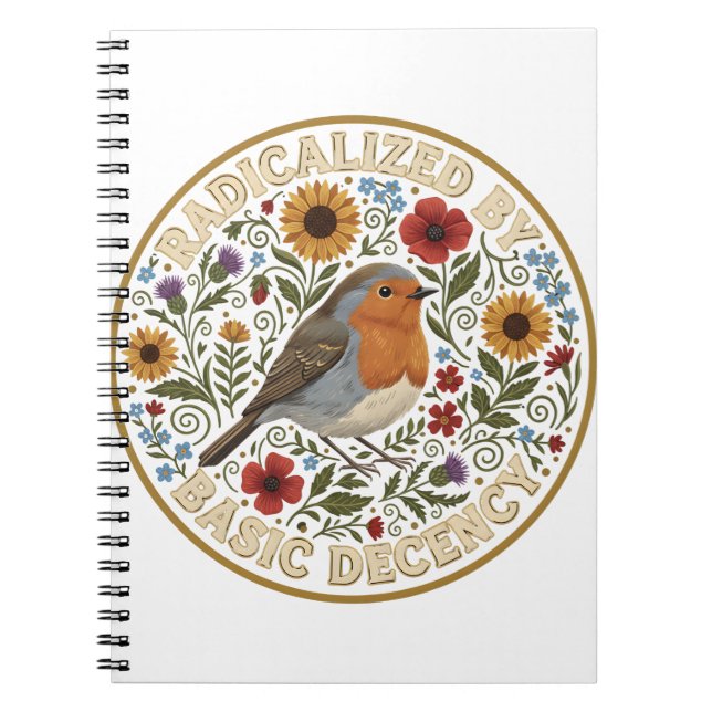 Radicalized by Basic Decency Bird Design – Vintage Notebook (Front)